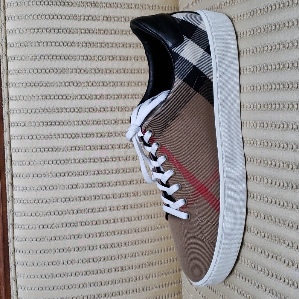 BURBERRY CHECK PLAID CANVAS SNEAKERS